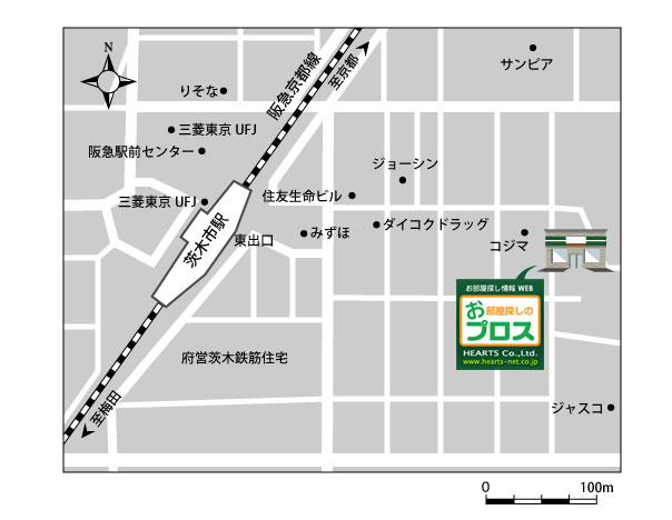お部屋探しのプロス茨木店 店舗MAP