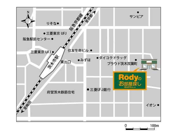 お部屋探しのプロス茨木店 店舗MAP